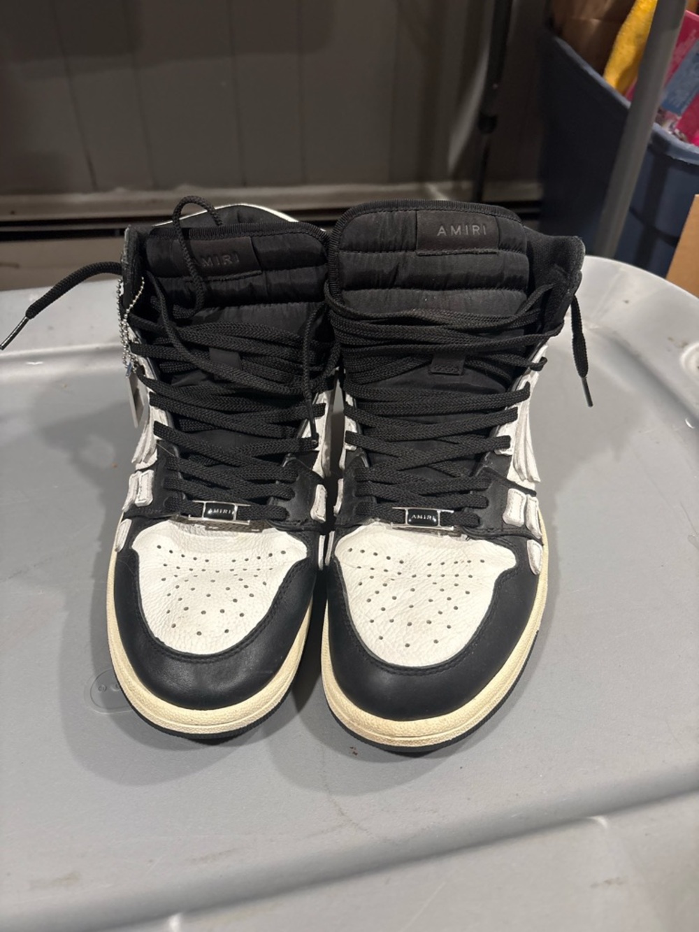 AMIRI Black and White High-Top Lace-Up Sneakers